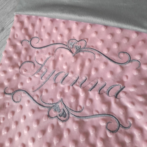 EDITION LIMITÉ: Couverture interrieur gris, doublé en minky doux personnalisé, brodée prénom et/ou ornement